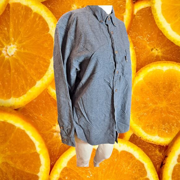 Woolrich Men's Midnight Blue Cotton Heathered Long Sleeve Button-Up Shirt Size M - Picture 1 of 9